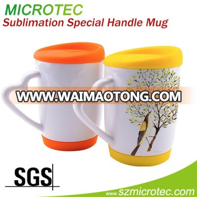 Magic ceramic mug sublimation, sublimation Heart Handle Ceramic Mug,