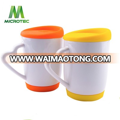 Buy ceramic mug with silicone lid and heart shape handle